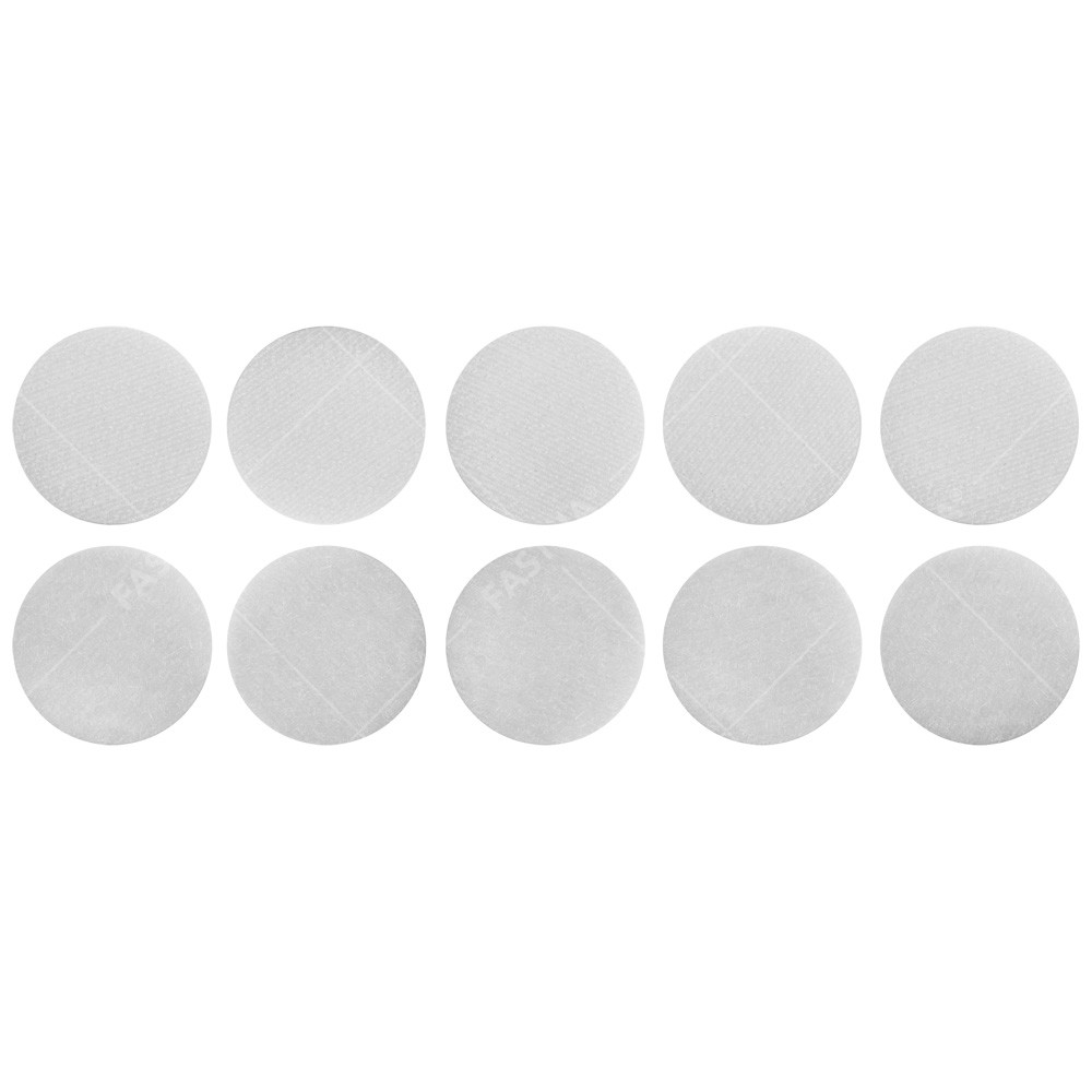 10 x Stick On / Self Adhesive FASTNA® Hook & Loop Spots (16mm, Loop, White)