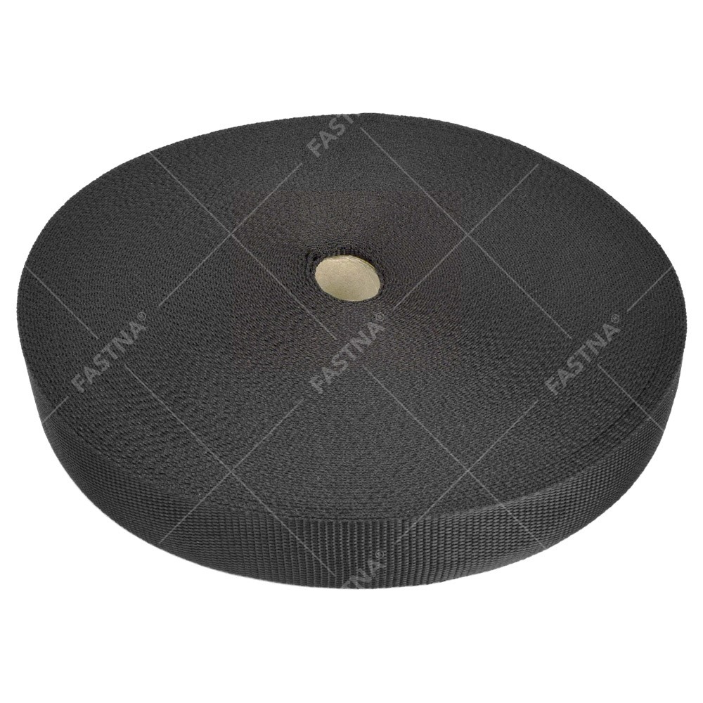Black FASTNA® Polypropylene Webbing (38mm, 50m Bulk Reel)