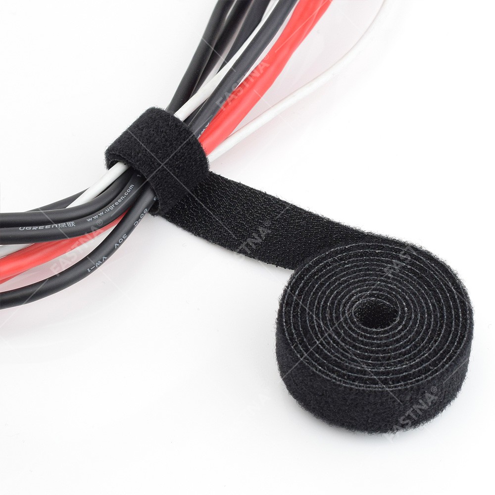Black Back-To-Back FASTNA® Hook & Loop Strapping (10mm, 1m Roll)
