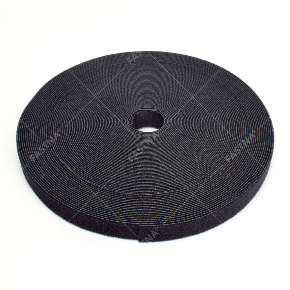 Black Back-To-Back FASTNA® Hook & Loop Strapping (10mm, 25m Bulk Reel)