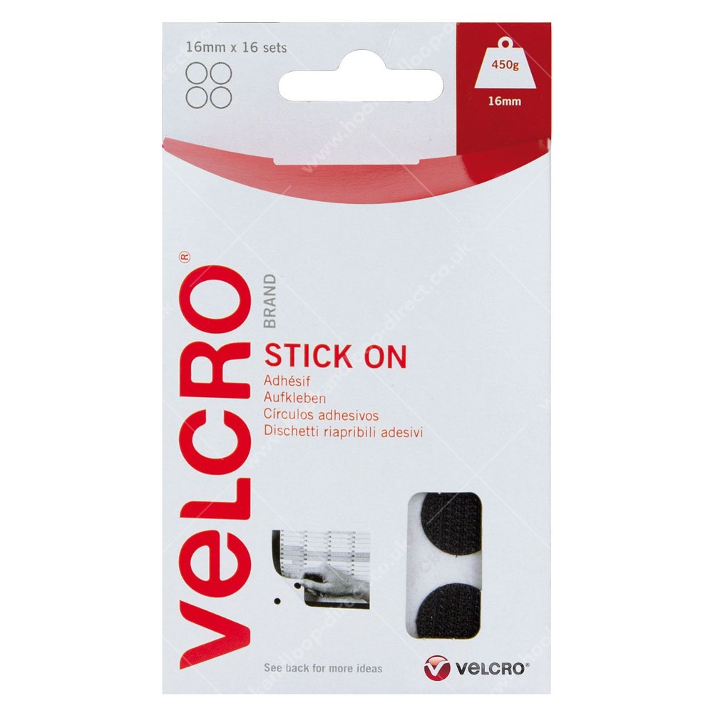 Stick On VELCRO® Hook & Loop Spots (Black)